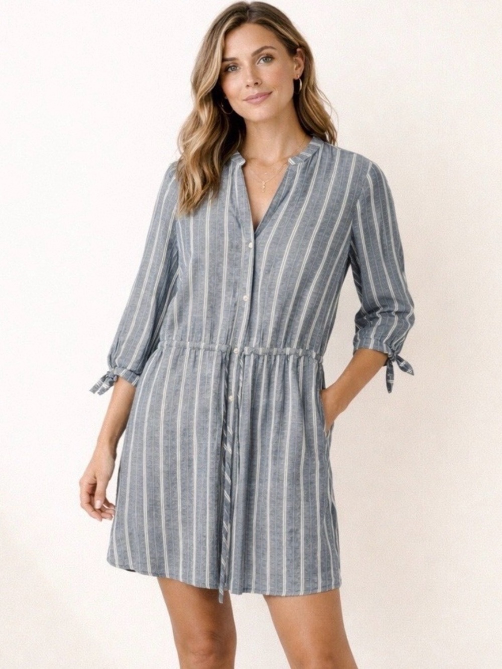 Abercrombie & Fitch Linen Blend Shirt Dress Striped